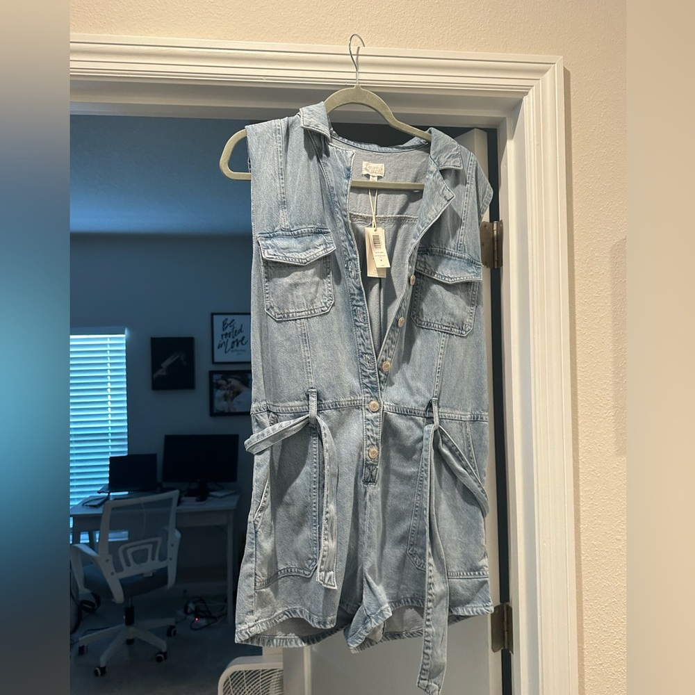 Z Supply Light Blue Denim Sleeveless Romper. Size medium.  New with tags!